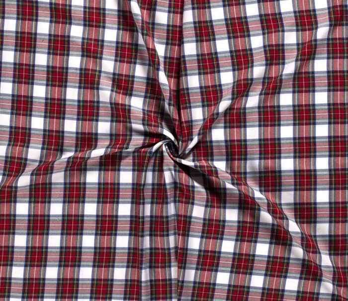 Premium Scottish Check Fabric | Wide Width White