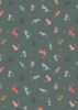 Purrfect Petals Fabric | Cats And Mouse Dark Teal