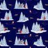 Tomtens Forest Friends Lewis & Irene Fabric | Foxes Dark Navy