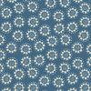 Hajime Fabric by Stuart Hillard | Cream Flower On Blue