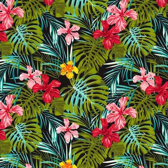 Cotton Print Fabric | Jungle Flora Black