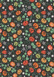 Castle Spooky Fabric | Spooky Pumpkins Black