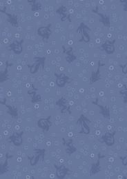 Moontide Fabric | Mermaid Silhouette Silver Metallic Blue