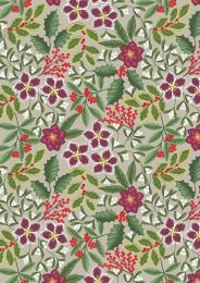 Noel Metallic Christmas Fabric | Floral Linnen