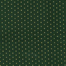 Cotton Fabric Metallic Print | Stars Green