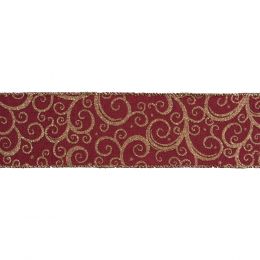 Premium Wire Edged Ribbon | Gold Filigree, 63mm