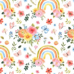 Rose & Hubble 60" Digital Cotton Fabric | Bunches & Rainbow