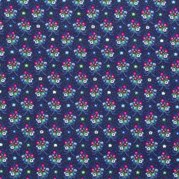 Cotton Print Fabric | Floral Bouquet Navy