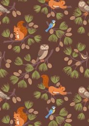 Lewis & Irene Evergreen Fabric | Pine Cone Branches Dark Brown