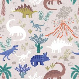 Dino Glow Lewis & Irene Fabric | Dino paradise Cream Glow