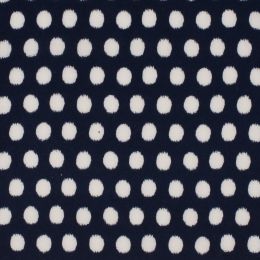 Viscose Challis Fabric | Dots Navy