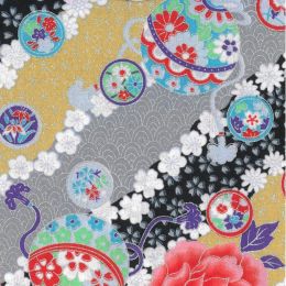 Japanese Aragu Fabric | Silver Metallic