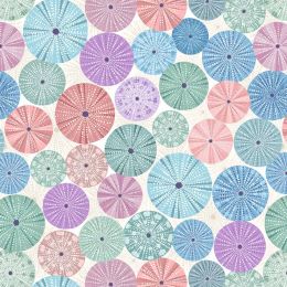 Chalki Lewis & Irene Fabric | Sea Urchin Shells Multi On Cream