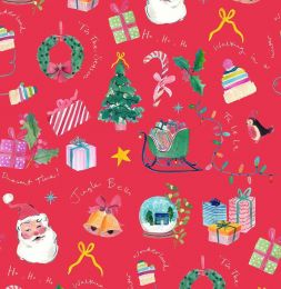 Bluebellgrey - Fa La La Lewis & Irene Fabric | Jingle Bells Berry Red