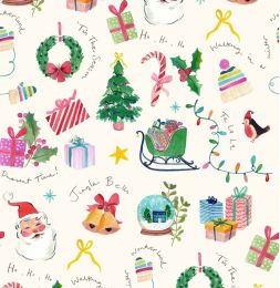 Bluebellgrey - Fa La La Lewis & Irene Fabric | Jingle Bells Winter White