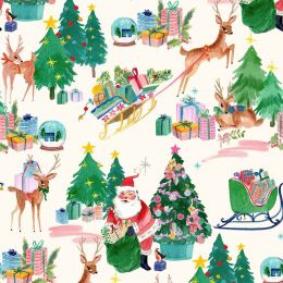 Bluebellgrey - Fa La La Lewis & Irene Fabric | Deer Santa Winter White