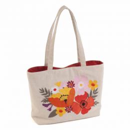 Craft Bag (M): Shoulder Tote: Embroidered: Wildflowers