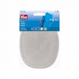 Patches - Sew On - Nubuck Leather | Oval 10.5x13cm | Light Grey