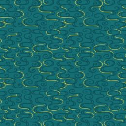 Year Of The Dragon Lewis & Irene Fabric | Dragon On Swirl Dark Jade, Metallic