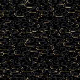 Year Of The Dragon Lewis & Irene Fabric | Dragon On Swirl Black, Metallic