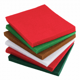 Acrylic Felt Pack, 15 x 15cm | Christmas Colours - 42pcs