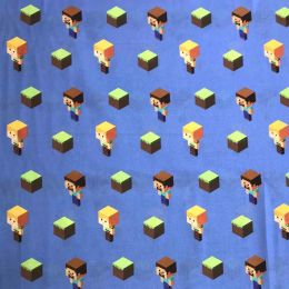 Licensed Cotton Fabric | Minecraft Alex & Steve Toss Blue