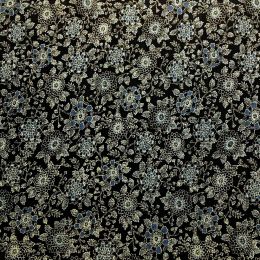 Japanese Junmai Textured Fabric | Floral Black