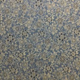 Japanese Junmai Textured Fabric | Floral Navy