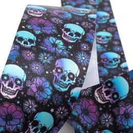 Day Of The Dead Skulls & Flowers Halloween Satin Ribbon | 38mm x 5m Roll