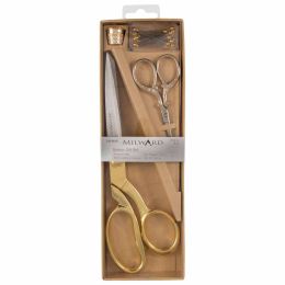 Milward Scissors Set - Dressmaking & Embroidery + Thimble & Pins - Gold