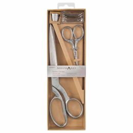 Milward Scissors Set - Dressmaking & Embroidery + Thimble & Pins - Silver