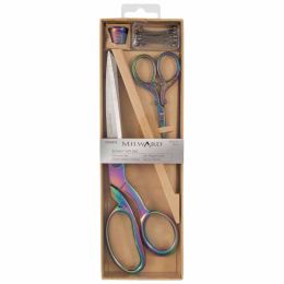 Milward Scissors Set - Dressmaking & Embroidery + Thimble & Pins - Rainbow