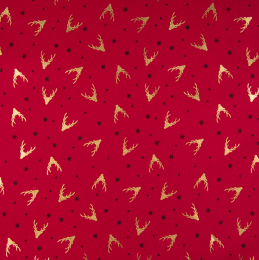 Stitch It, Festive Metallic Fabric | Reindeer Red