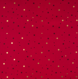 Stitch It, Festive Metallic Fabric | Multi Star Red