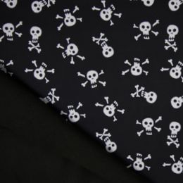 Soft Shell Fleece Fabric | Skull & Crossbones White